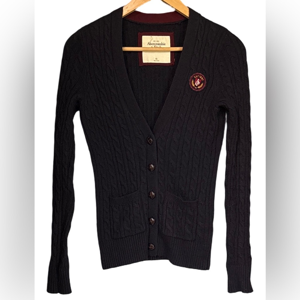 Abercrombie & Fitch Navy Cable Knit Button Cardigan XS